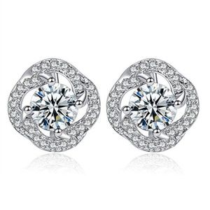 Silver-Plated Cubic Zirconia Stud Earrings